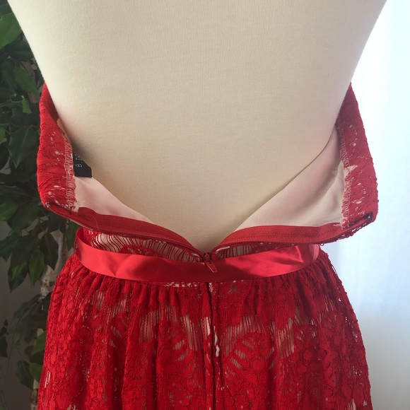 B. Darlin 7 8 Dress Red Lace Strapless Valentine - Picture 5 of 8